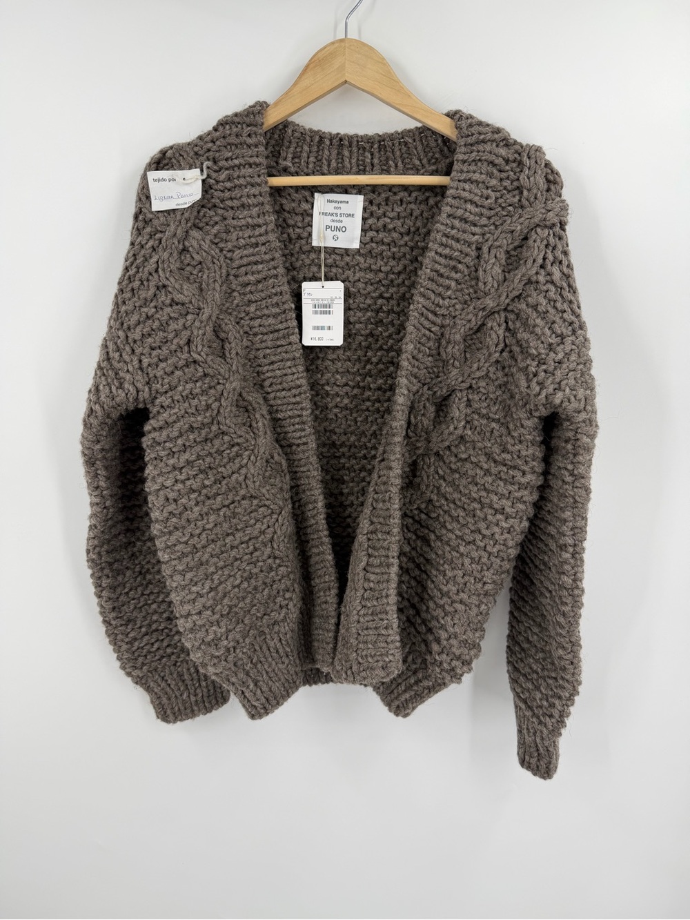 Nakayama Freaks Store Peru Hand Knit Cardigan NWT